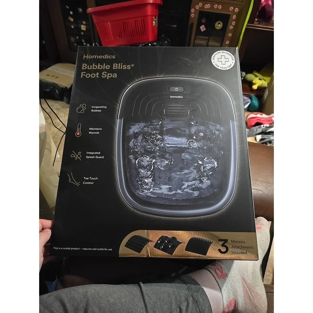 Homedics Bubble Bliss Foot Spa FB-50-BK-2 NIB Maintains Warmth Splash Guard